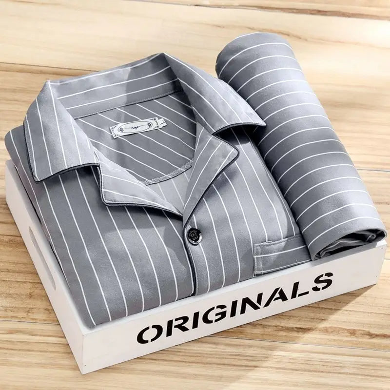 Ensemble de pyjama imprimé pour homme – Vêtement de nuit respirant à boutons, idéal pour la maison et comme cadeau