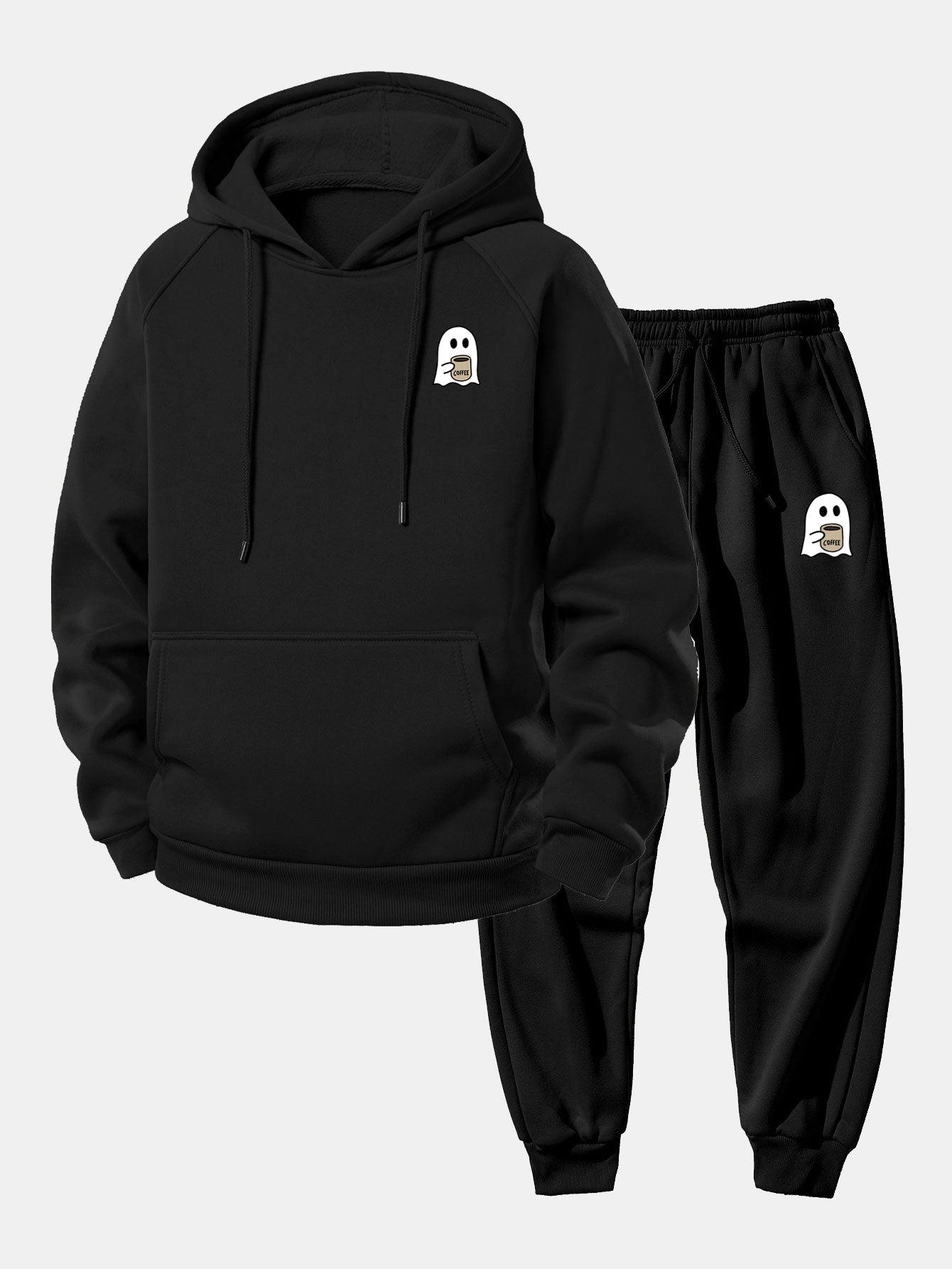 Men’s Hooded Polyester Tracksuit – Relaxed Printed Set with Tapered Joggers for Casual Days