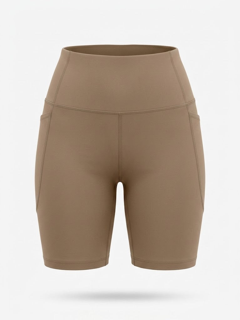 Cykelshorts til kvinder med høj talje – elastisk activewear med lommer til træning og løb