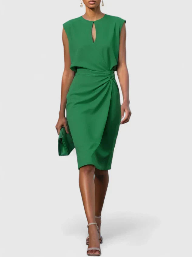 Women’s Ruched Waist Midi Dress Elegant Occasion Style