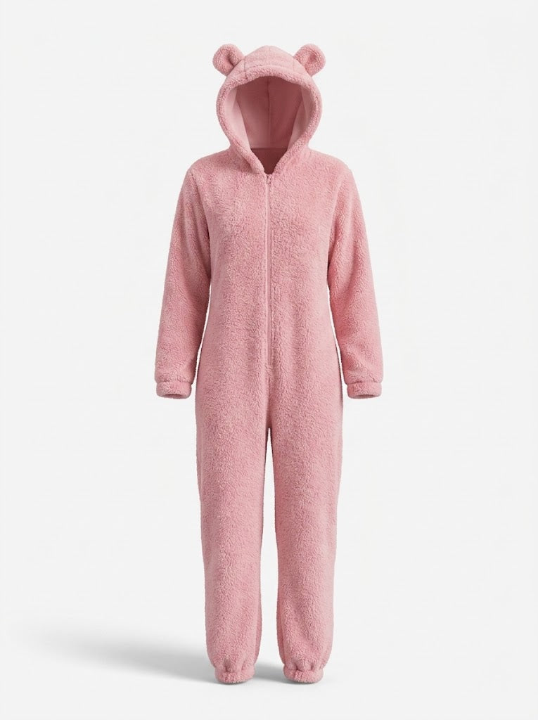 Women’s Hooded Fleece Onesie – Cosy Zip-Up Winter Loungewear for Cold Nights