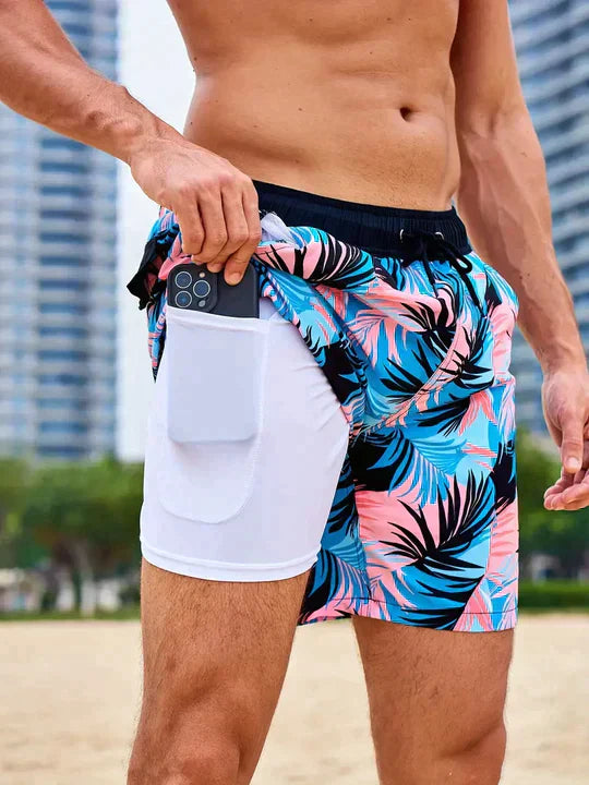 Bañadores para hombre con cordón y estampado, pantalones cortos de playa para ocio