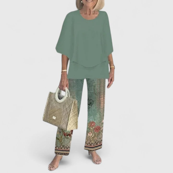 Women’s Relaxed Printed Two-Piece Set Everyday Elegance