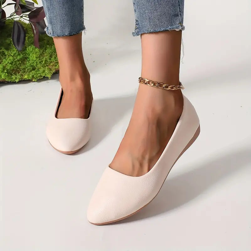 Bailarinas de punta en pico para mujer con acolchado suave - zapatos clásicos sin cordones para el trabajo y conjuntos elegantes informales