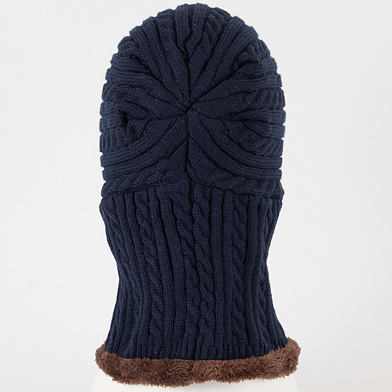 Pasamontañas de punto para mujer con bufanda y capucha - calentador de cuello de invierno cortavientos de punto trenzado con forro de felpa y cordón ajustable