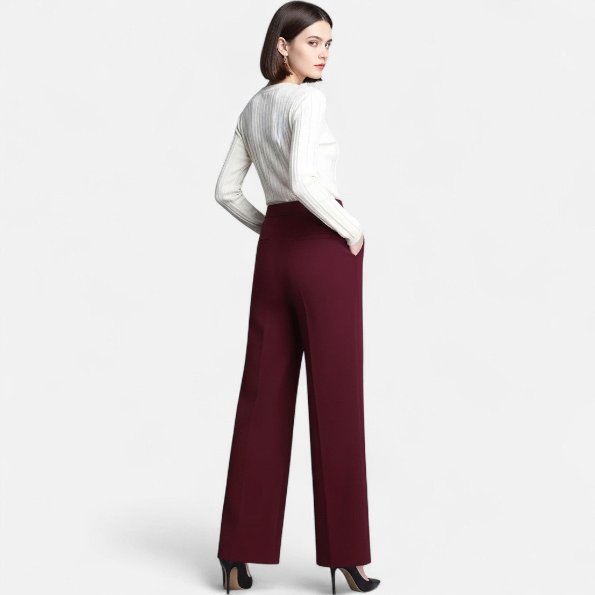 Valmonti | Women’s High-Waist Wide-Leg Trousers