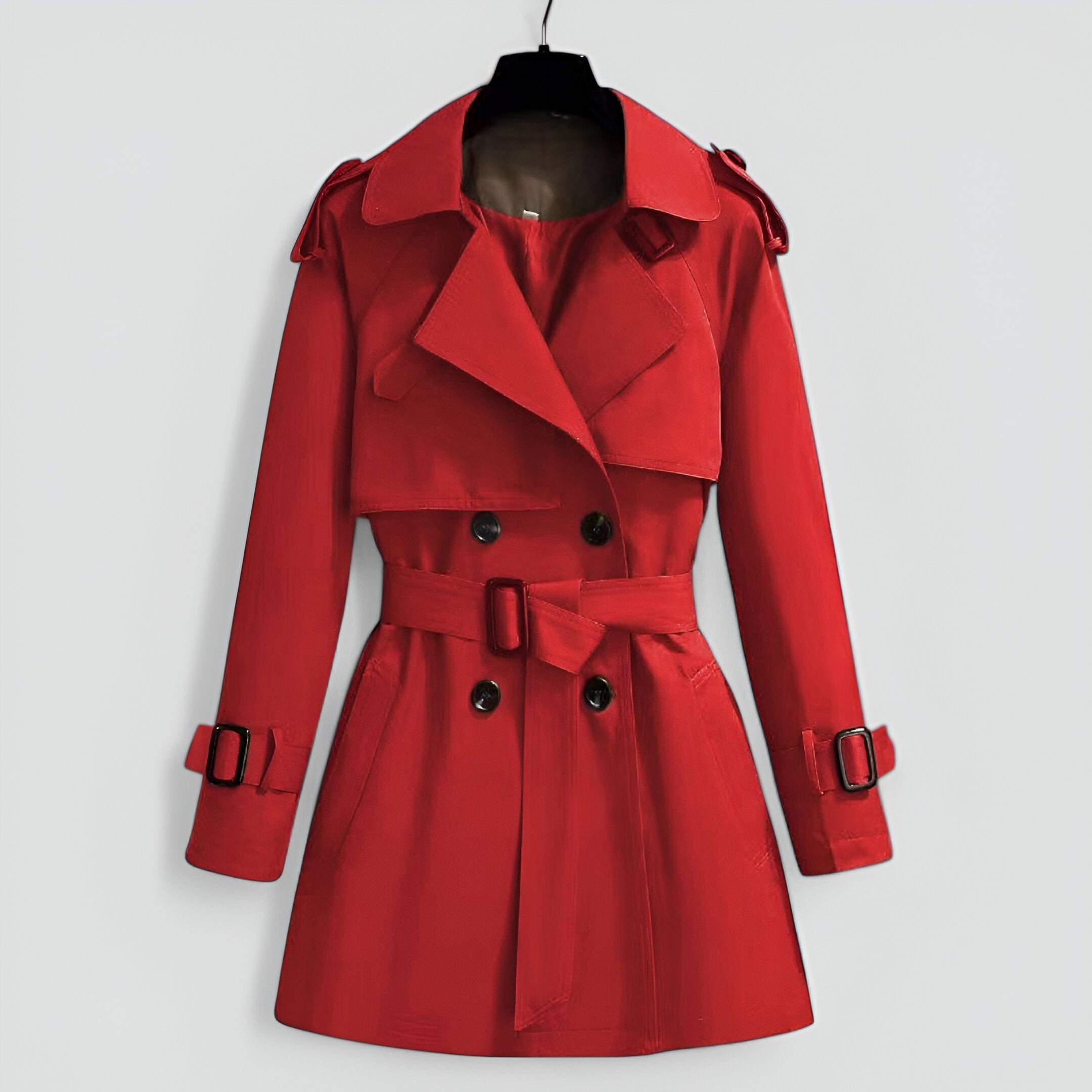 Women’s Elegant Mid-Length Trench Coat – Double-Breasted Transitional Outerwear for Spring and Autumn