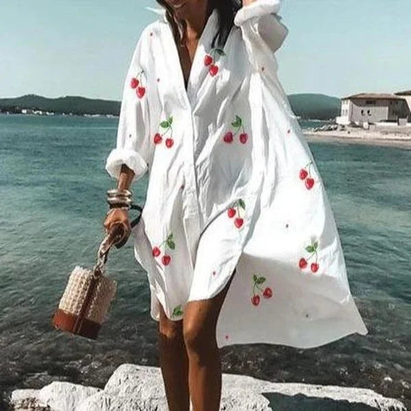 Vestido Camisa Extragrande para Mujer, Transpirable, de Manga Larga, Pareo para Vacaciones