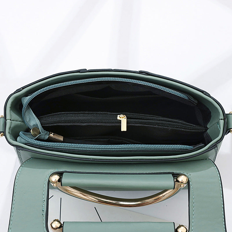 Women’s Structured Handbag Metal Handle Shoulder Strap