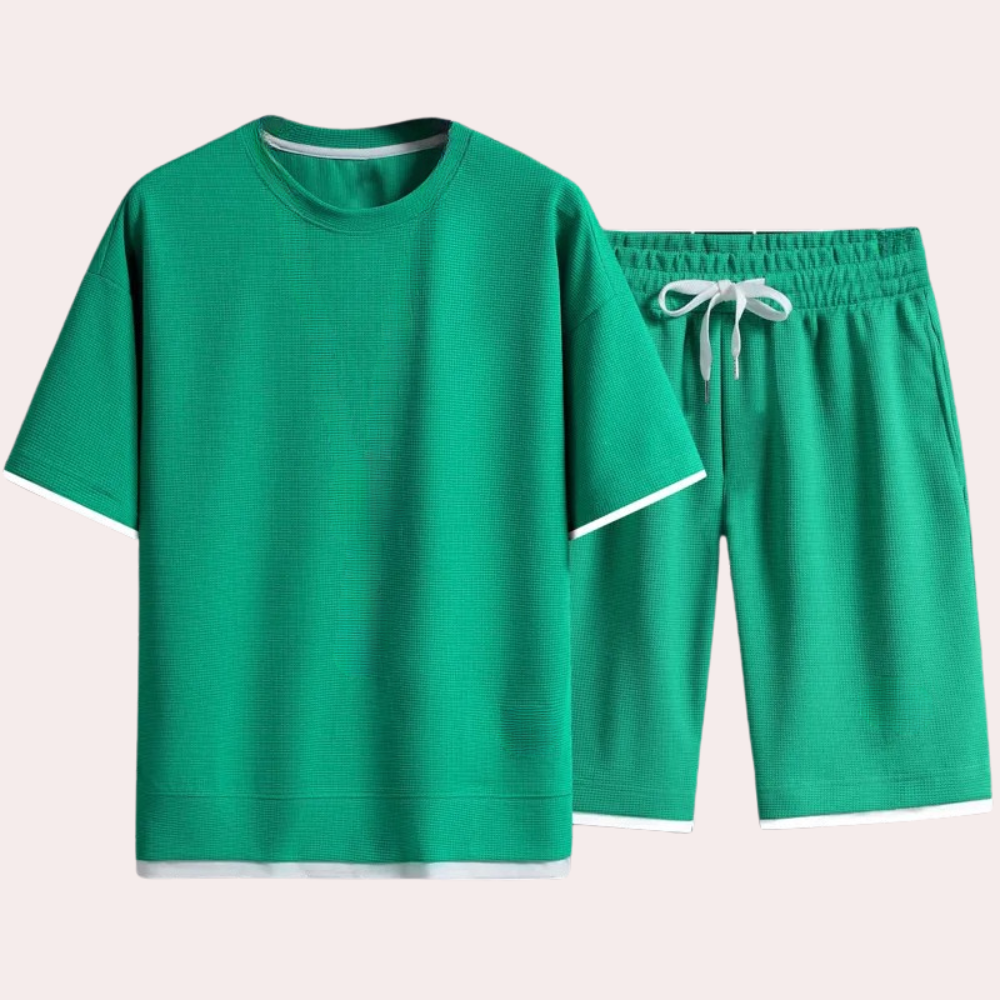 Set de relaxare bărbați din două piese Tricou minimalist și pantaloni scurți