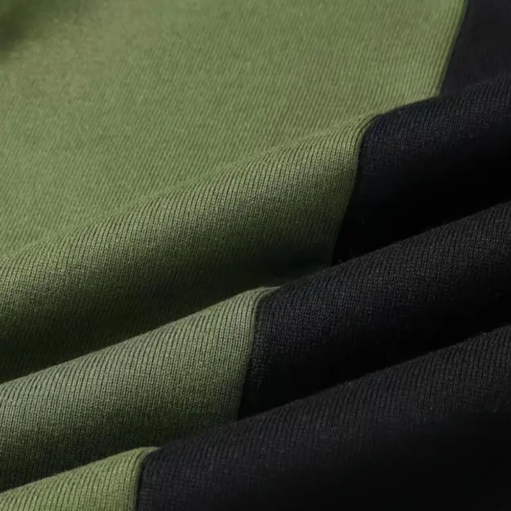 Felpa con cappuccio da uomo, modello pullover con pannello a contrasto, coulisse e stile casual streetwear