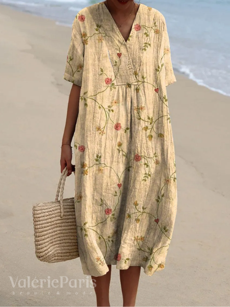 Vestido de verano floral para mujer, ligero, transpirable, fluido, cómodo, para uso diario y vacaciones