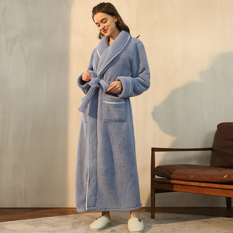 Bata de franela para mujer: bata suave con cinturón para disfrutar del confort en casa durante el invierno