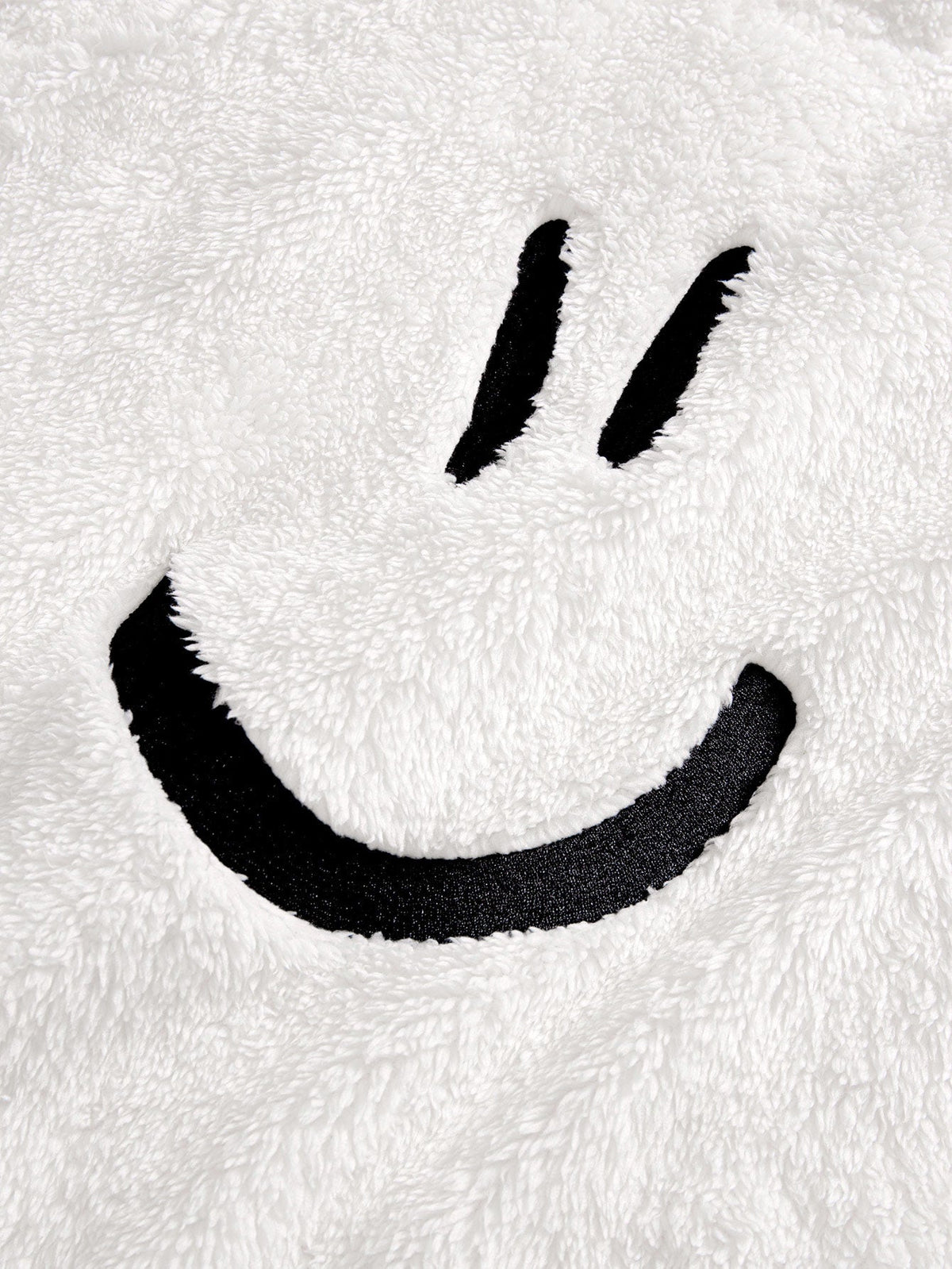 Besticktes Teddyfleece-Sweatshirt für Herren mit Smiley-Motiv – Weicher Pullover mit Rundhalsausschnitt und lockerer Passform für gemütliche Winterlooks