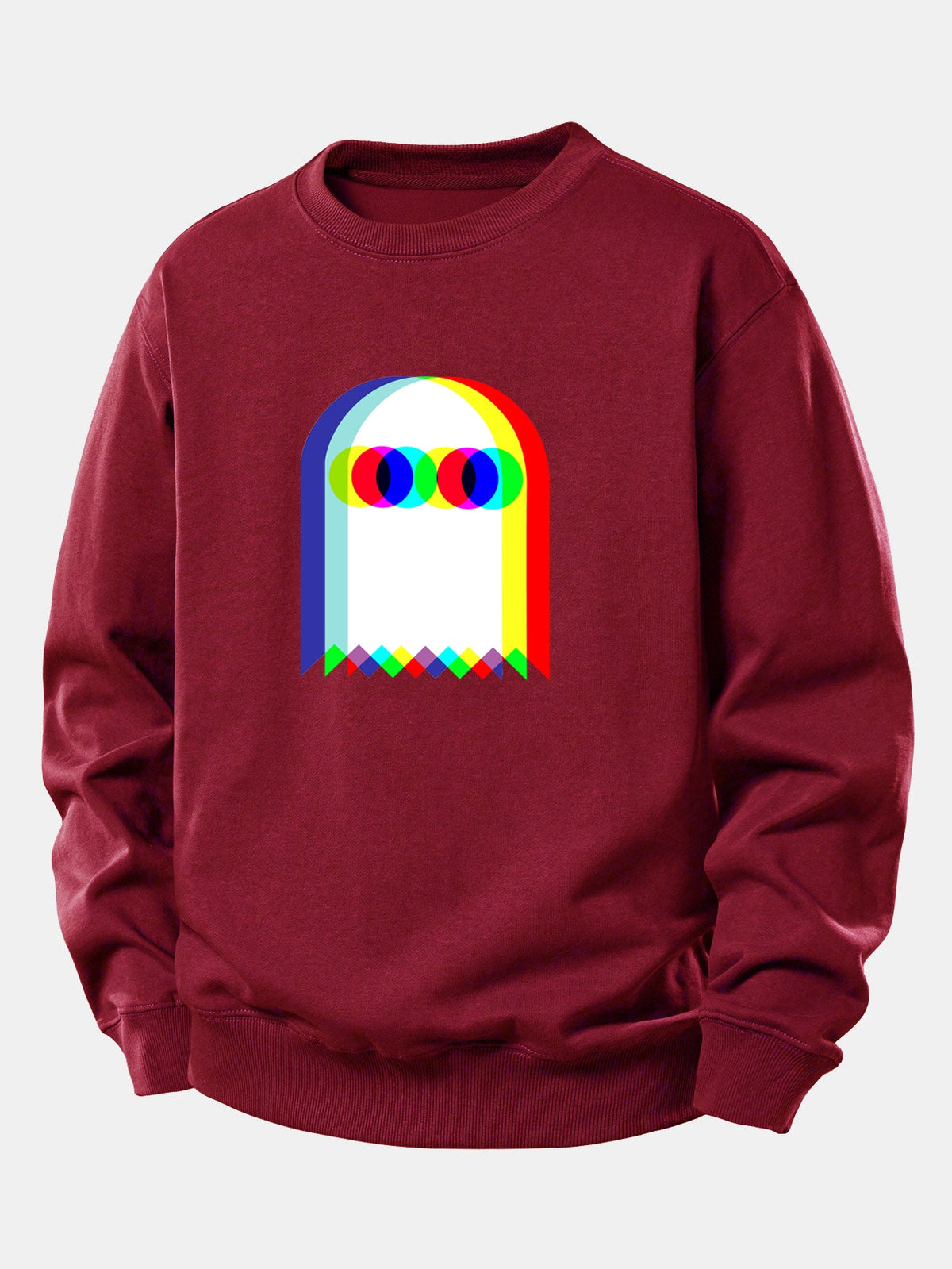 Pánská mikina s grafickým potiskem a volným střihem - hravý potištěný pulovr s kulatým výstřihem pro ležérní streetwearový styl