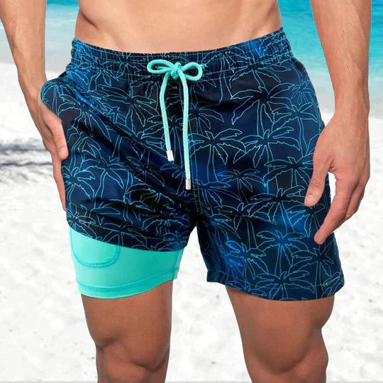 Bañadores para hombre con cordón y estampado, pantalones cortos de playa para ocio