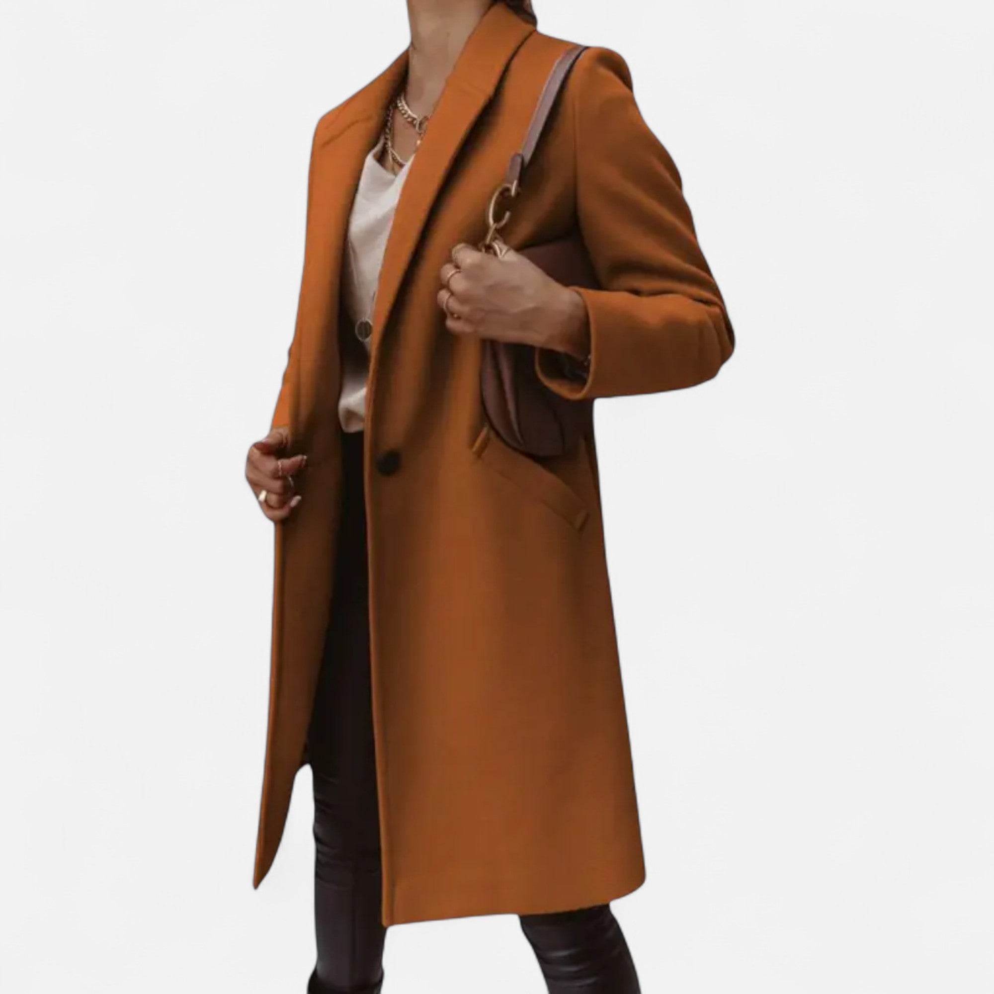 Valmonti | Women’s Classic Coat – Mid‑Length Solid‑Lapels Luxury