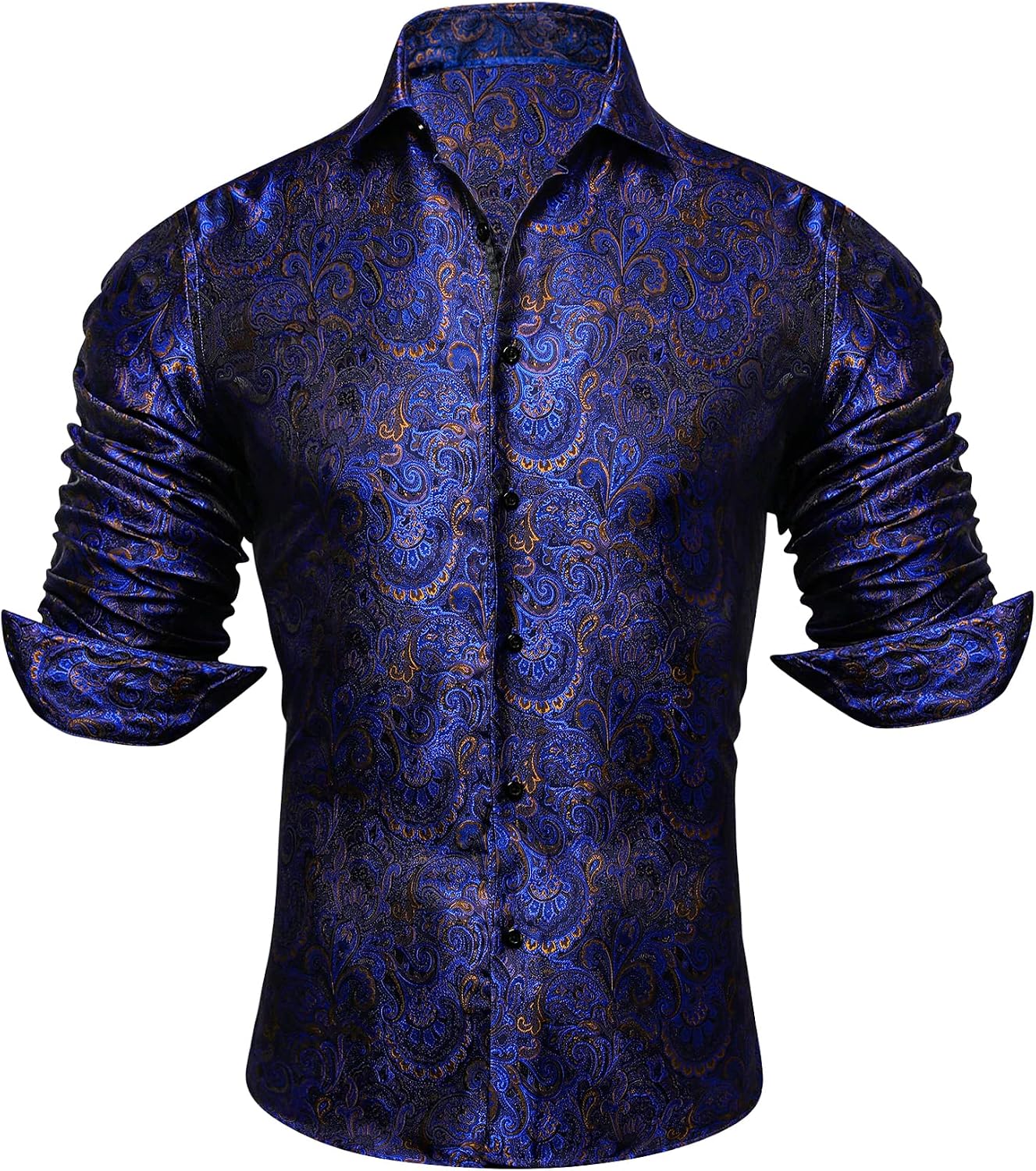 Men’s Paisley Jacquard Shirt – Refined Long-Sleeve Style for Weddings and Evening Wear