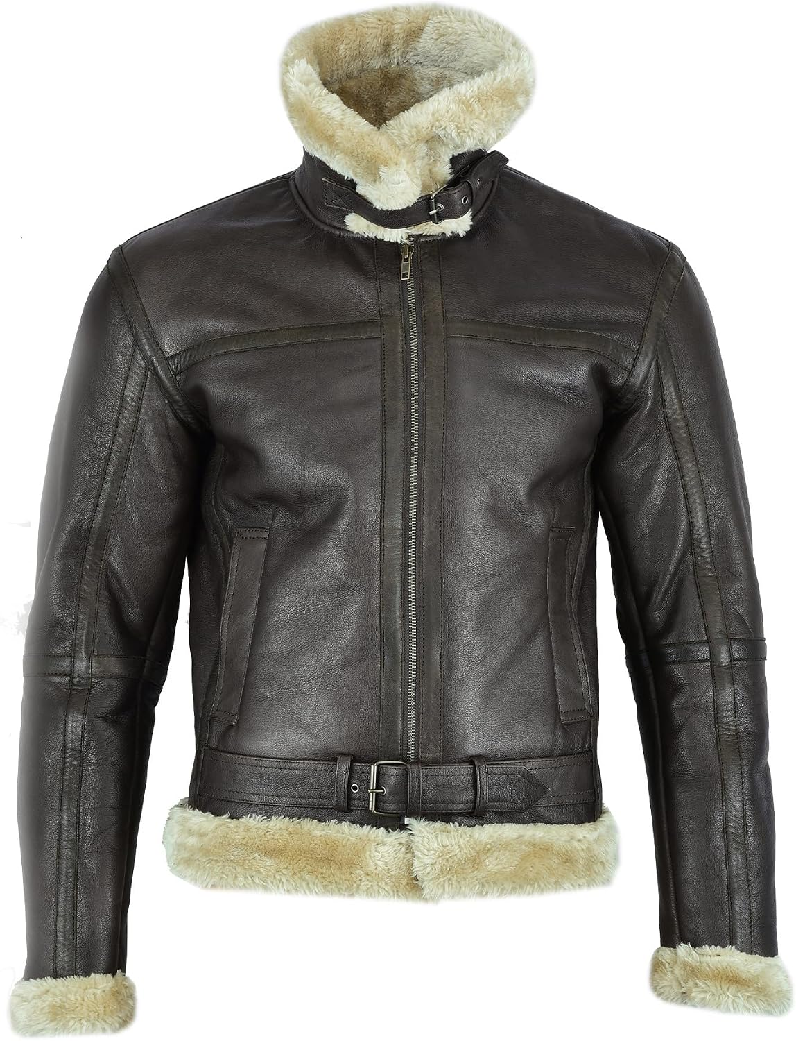 Aviator-læderjakke med shearling til mænd – Vintage-inspireret flyverstil til vinterbrug