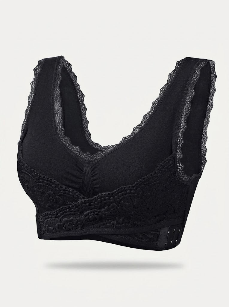 Draadloze kanten ondersteunende bh voor dames – lang model met brede bandjes voor dagelijks comfort