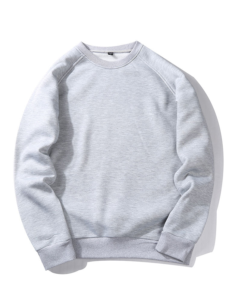 Enkel, ensfarvet sweatshirt til mænd med rund hals og raglanærmer – afslappet, langærmet fritidstrøje til hverdagsbrug