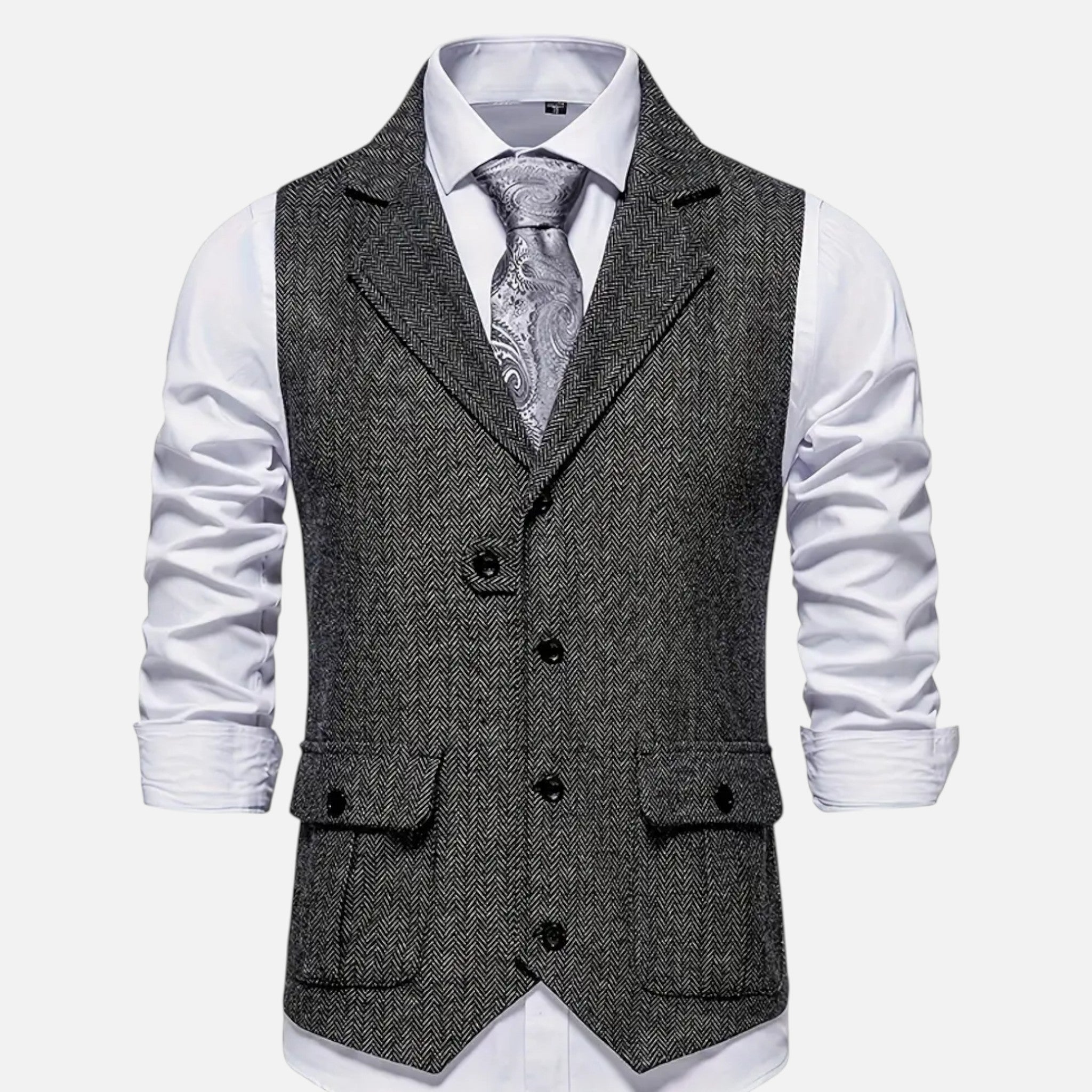 Valmonti | Men’s Herringbone Lapel Vest