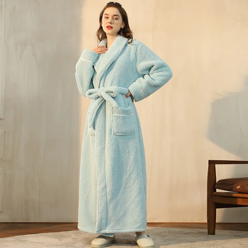 Bata de franela para mujer: bata suave con cinturón para disfrutar del confort en casa durante el invierno