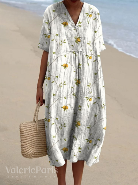 Vestido de verano floral para mujer, ligero, transpirable, fluido, cómodo, para uso diario y vacaciones