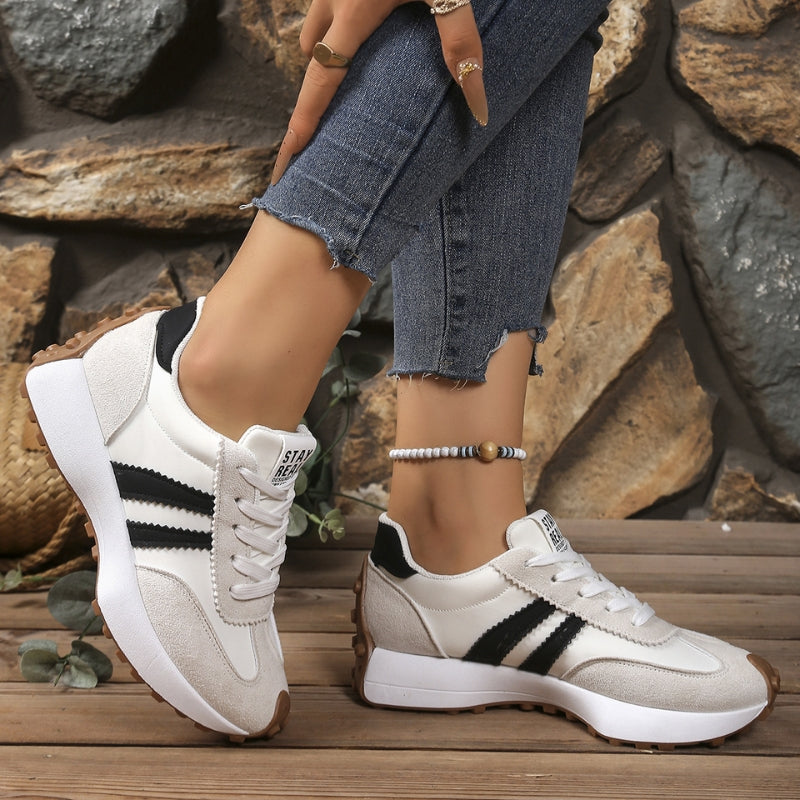 Damskie retro sneakersy na platformie do biegania zamszowe, miejskie trampki