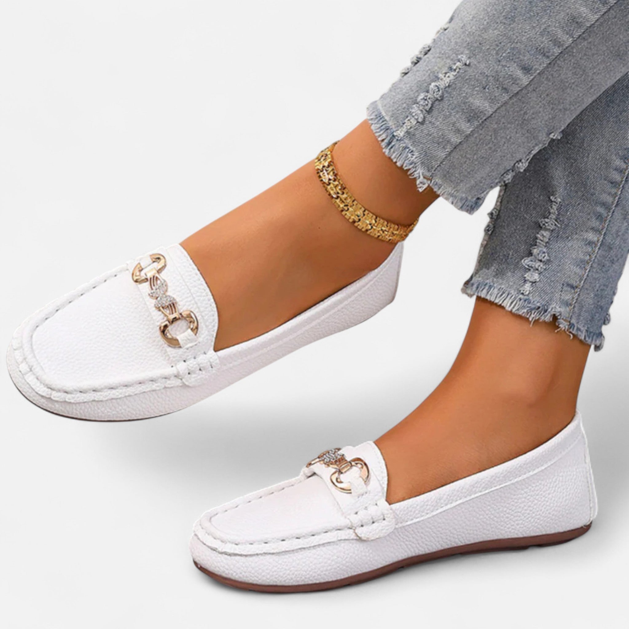 Valmonti | Women’s Moccasin Loafers – Refined Metal-Bit Elegance