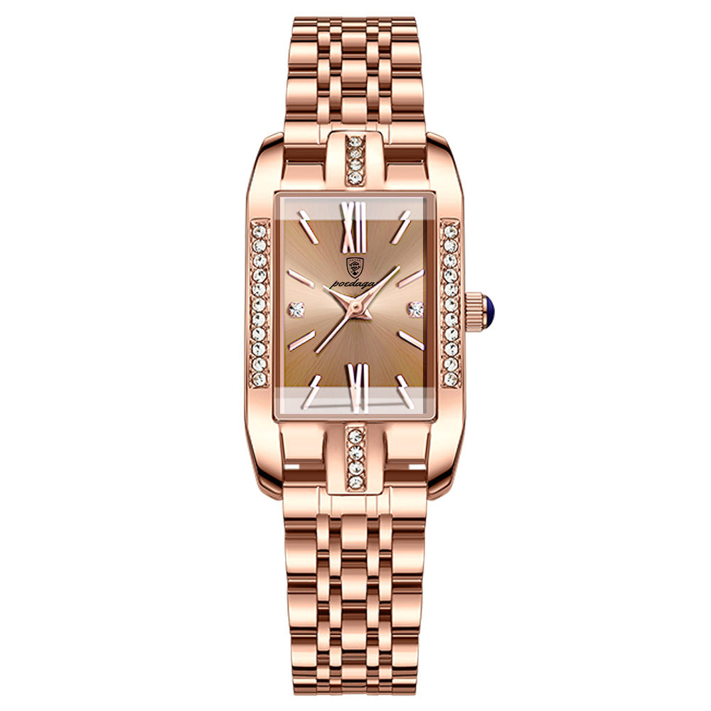 Women’s Rectangular Bracelet Watch – Crystal-Set Quartz Watch for Elegant Everyday Wear