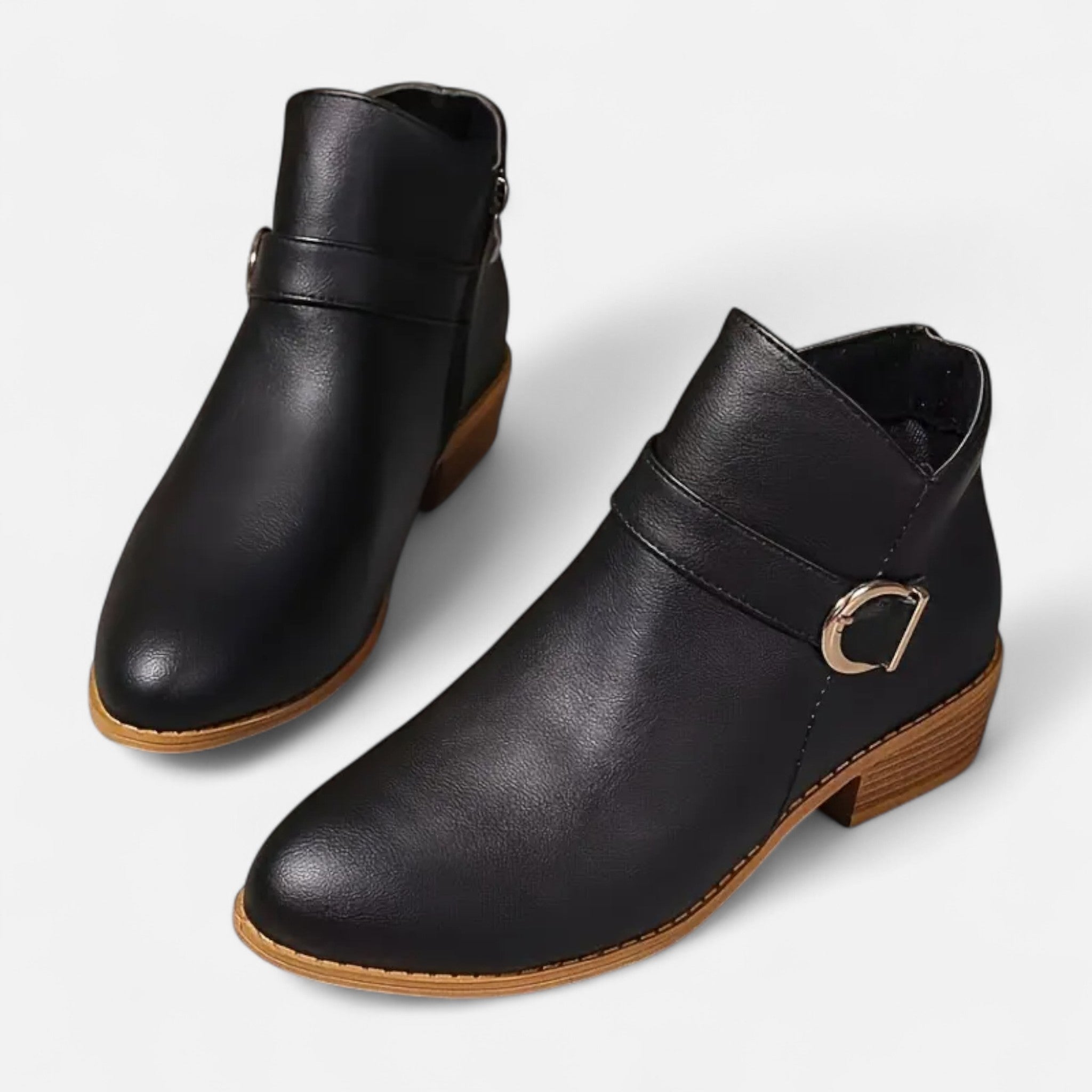 Valmonti | Women’s Ankle Boot – Pointed-Toe Buckle Elegance