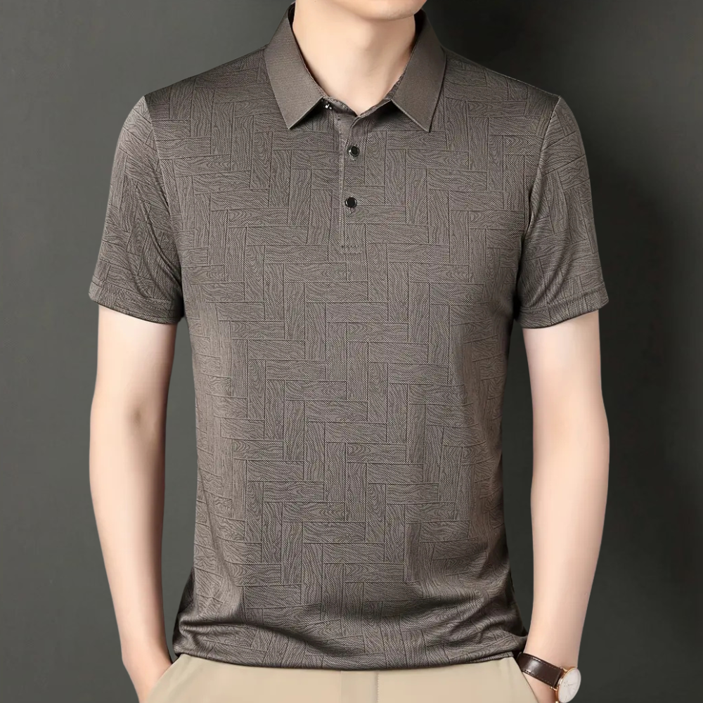 Męska koszulka polo z fakturowanym wzorem dzianiny, krótki rękaw, smart casual