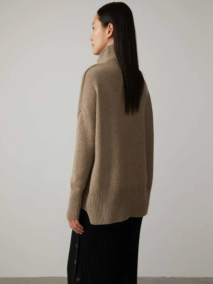 Camisola de gola alta para mulher, em mistura de caxemira – malha macia para o outono e o inverno