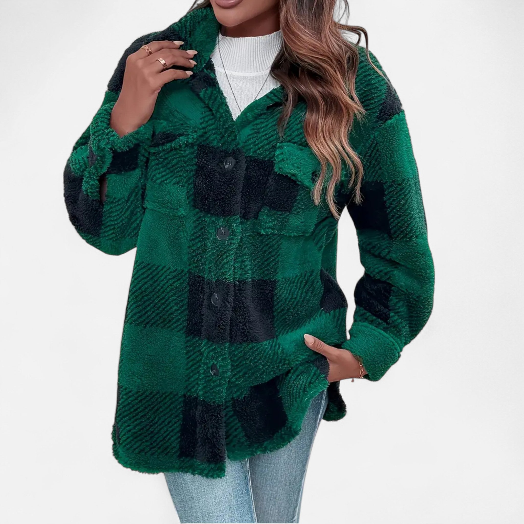 Valmonti | Women’s Checkered Plush Winter Jacket