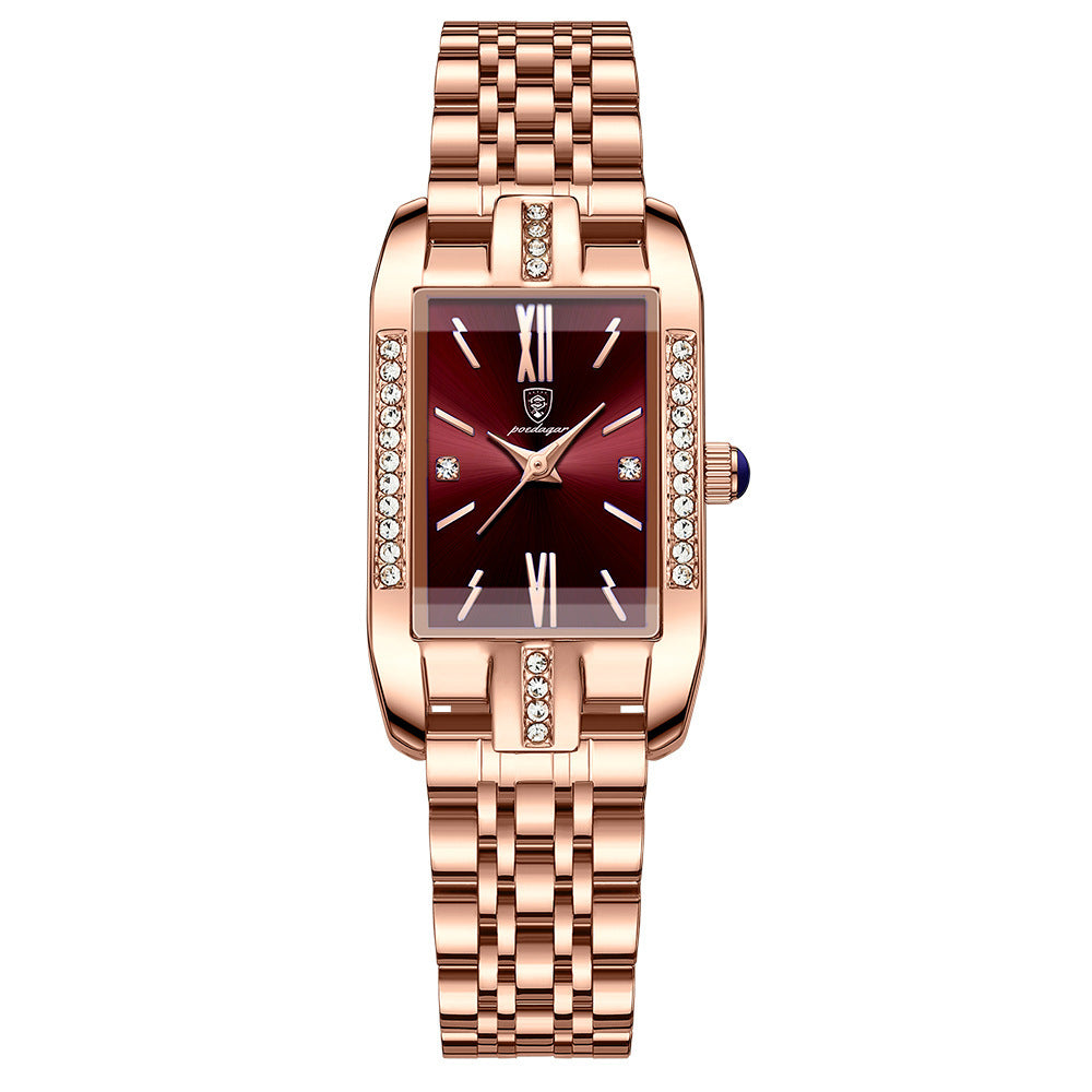 Women’s Rectangular Bracelet Watch – Crystal-Set Quartz Watch for Elegant Everyday Wear