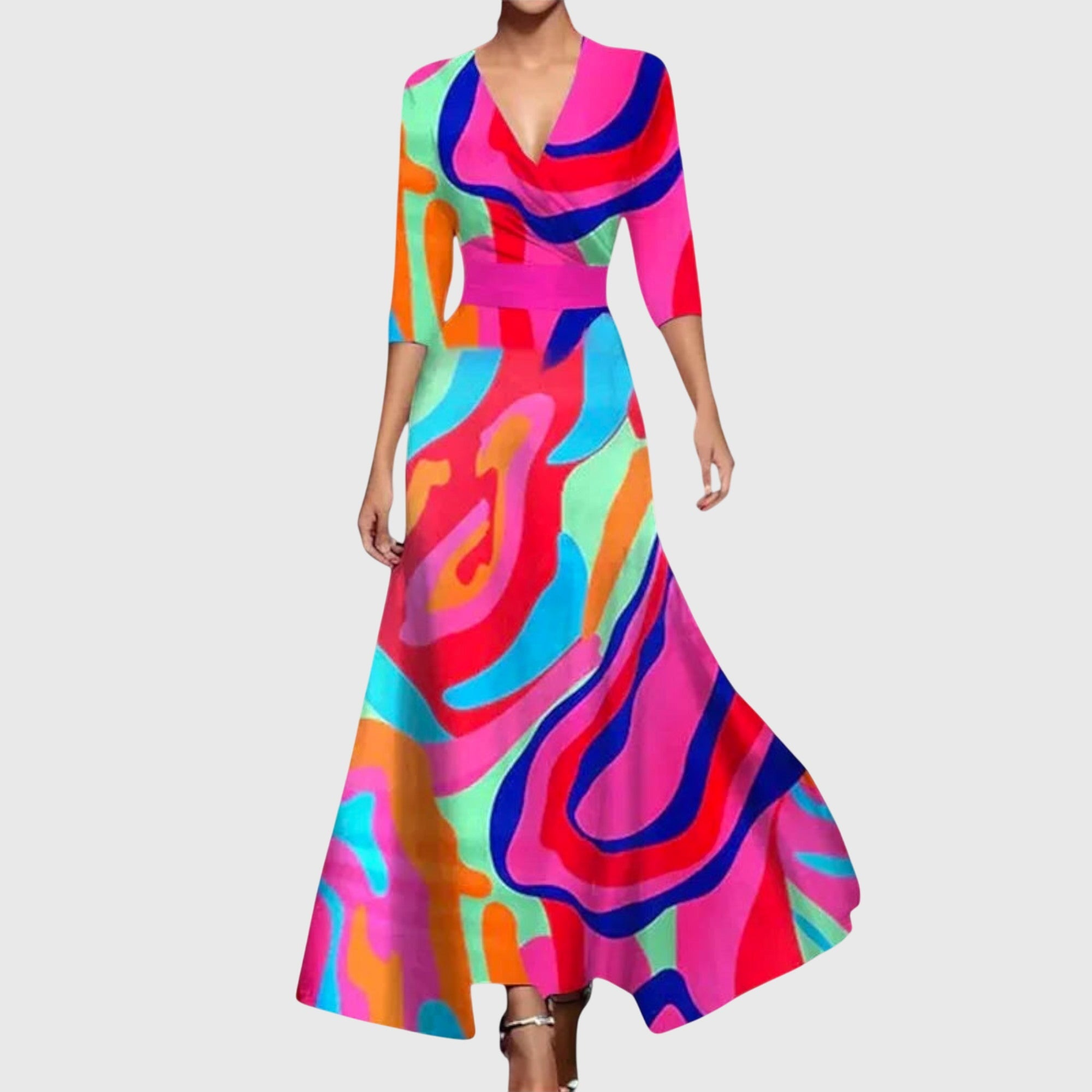Women’s Floral Wrap Maxi Dress Elegant Occasion Style