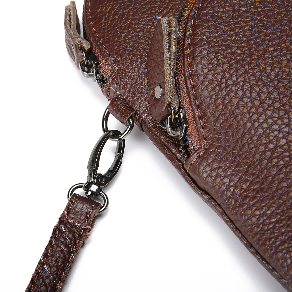 Crossbody-Handytasche aus echtem Leder für Damen – Kompakte Handtasche mit mehreren Taschen und verstellbarem Schulterriemen
