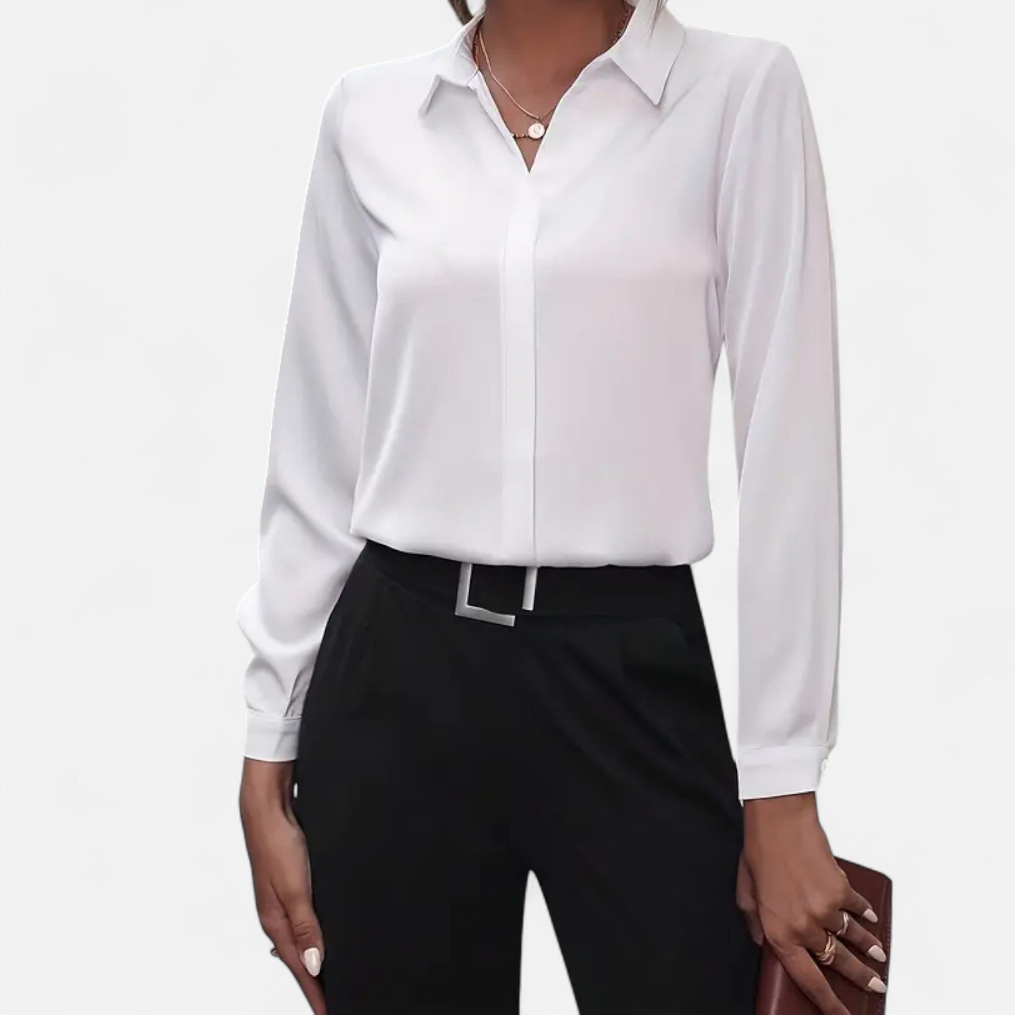 Valmonti | Women’s Blouse – V-Neck Button-Up Elegance