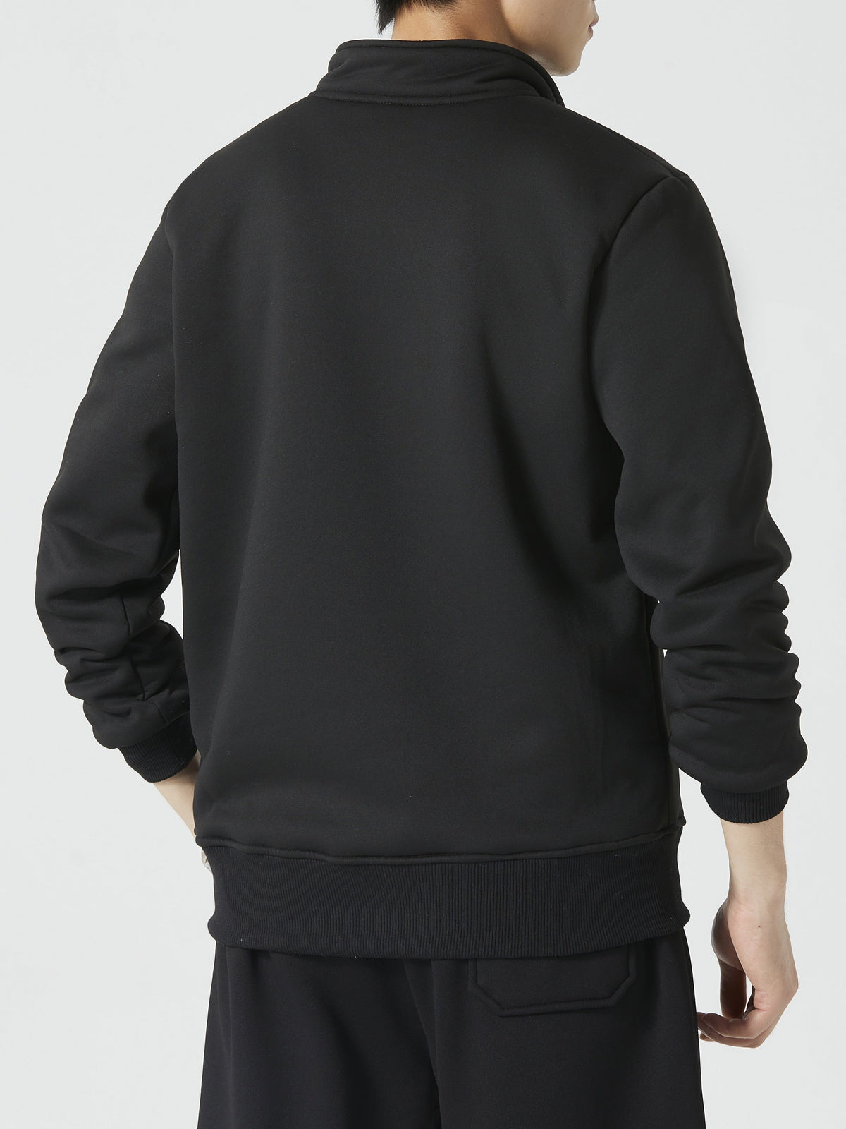 Sudadera de hombre con cremallera de un cuarto y forro polar – Capa cálida con cuello alto para otoño e invierno