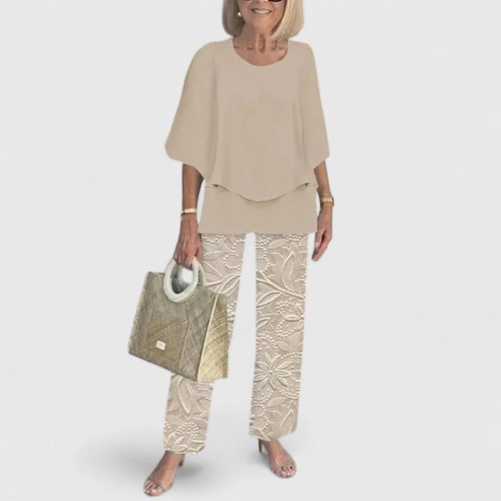 Women’s Relaxed Printed Two-Piece Set Everyday Elegance