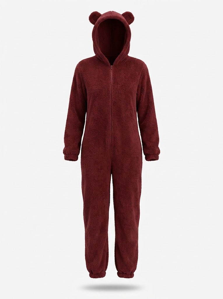 Women’s Hooded Fleece Onesie – Cosy Zip-Up Winter Loungewear for Cold Nights