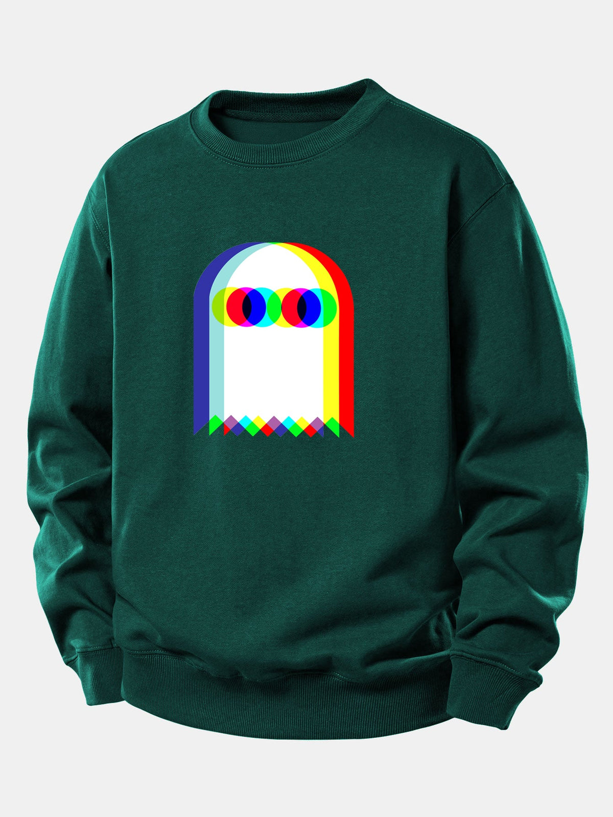 Pánská mikina s grafickým potiskem a volným střihem - hravý potištěný pulovr s kulatým výstřihem pro ležérní streetwearový styl