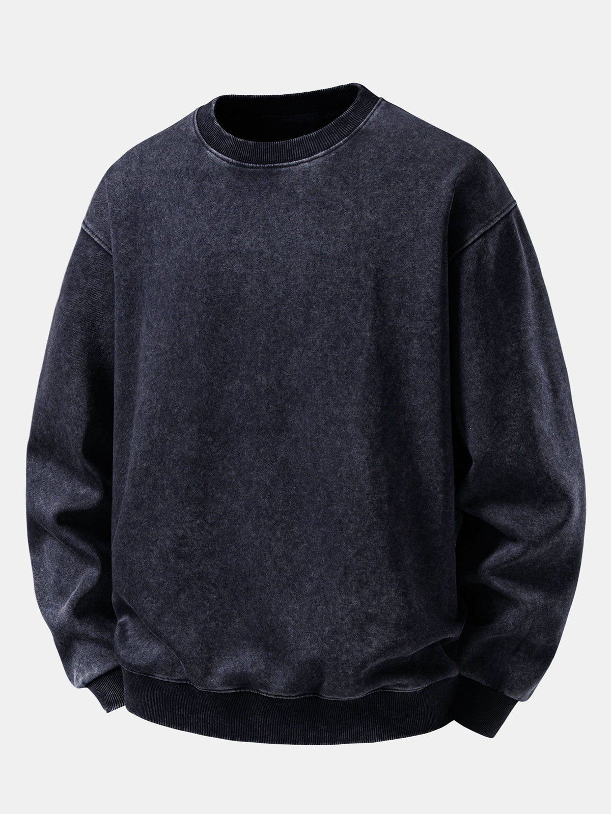 Sweat-shirt homme vintage en coton délavé à col rond - Pull décontracté, coupe ample, pour tous les jours en automne