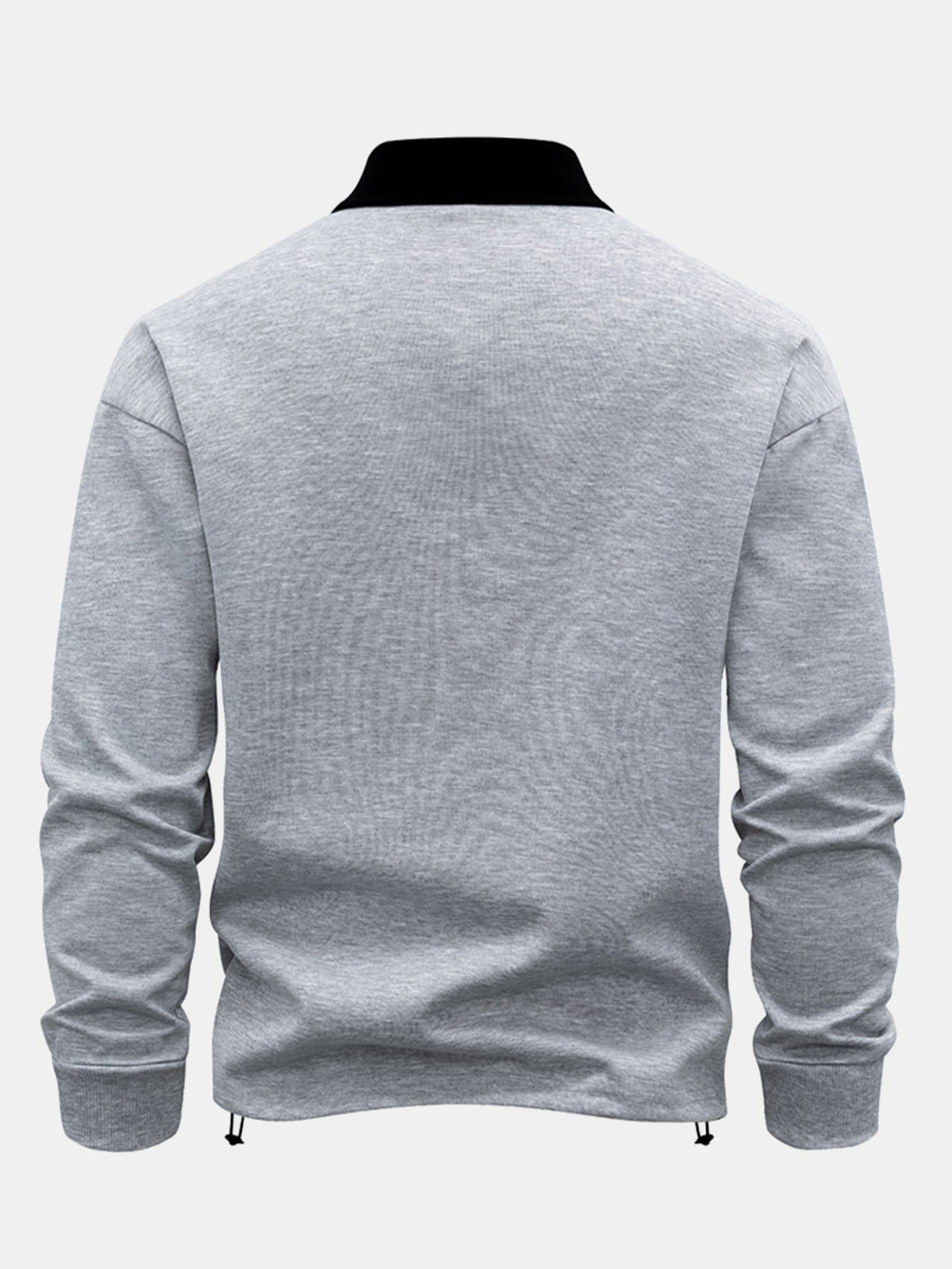 Hanorac bărbătesc cu croială lejeră, fermoar până la jumătate și guler polo – Pulover cu mânecă lungă și guler în contrast, pentru ținute smart casual