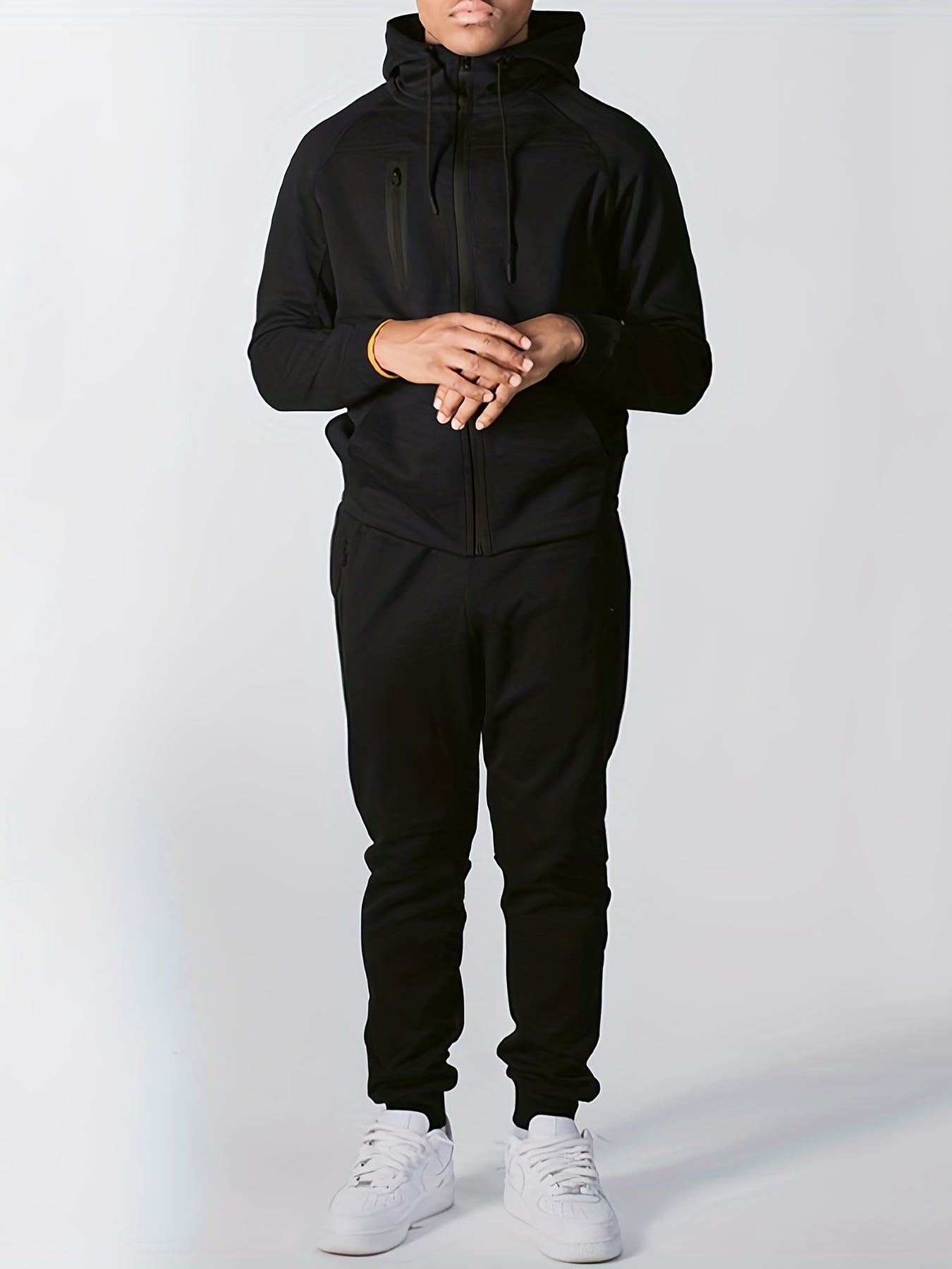 Men’s Loose Fit Hooded Tracksuit – Stretch Two-Piece Set for Spring and Autumn