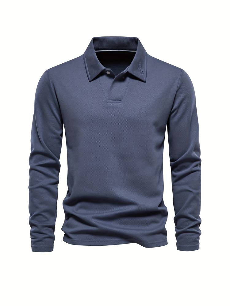 Camiseta Polo de Manga Larga para Hombre Suave Cómoda Corte Moderno Casual Inteligente para Uso Diario