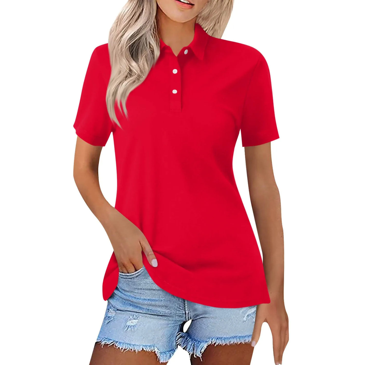 Tricou Polo Clasic pentru Femei cu Mâneci Scurte, Minimalist, Casual Inteligent de Zi cu Zi