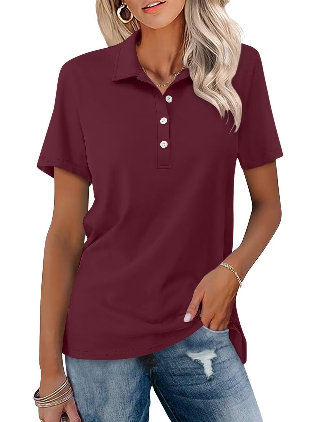 Tricou Polo Clasic pentru Femei cu Mâneci Scurte, Minimalist, Casual Inteligent de Zi cu Zi
