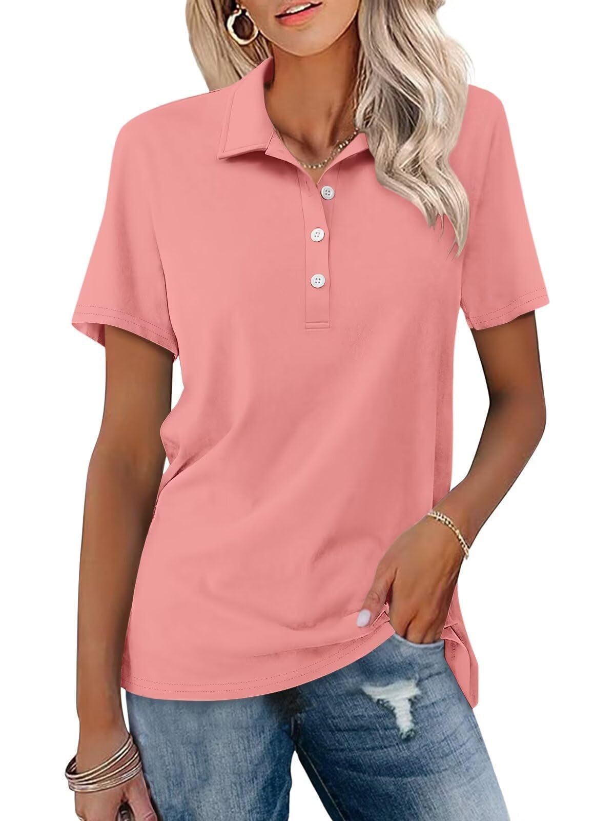 Tricou Polo Clasic pentru Femei cu Mâneci Scurte, Minimalist, Casual Inteligent de Zi cu Zi